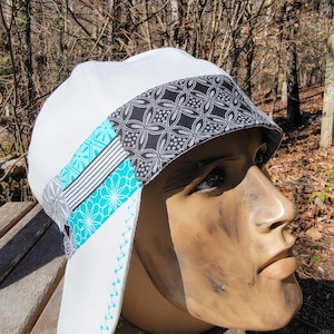 Patchwork  Welding Cap: Cotton 100%, Floral white top, USA Made