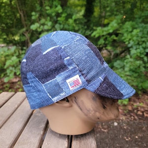 Welding cap 100% cotton blue jeans print USA Bikers caps made in USA