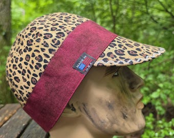 Leopard print welding cap, 100% cotton, made in USA