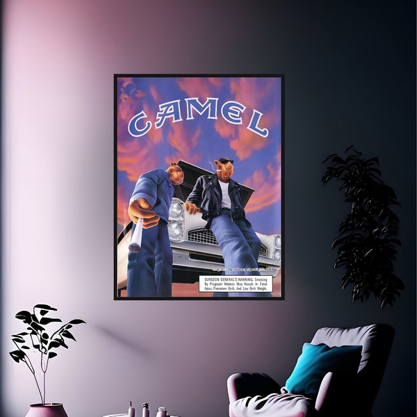 Camel Poster | Vintage Poster | Camel Joe | Retro Art | Smoking Poster | Cigarette Poster | Gift Ideas | Wall Decor | Art Print | Wall Art |