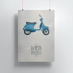 Vespa Poster, Vintage Italian Scooter Print, Retro Piaggio Vespa Wall Art, Classic Vespa, Garage and Home Decor, Retro Italian Bike Poster