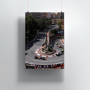 2023年モナコグランプリポスター、マックス・フェルスタッペン レッドブルF1プリント、フェアモントヘアピンレースウォールアート、F1モンテカルロ、モナコサーキット