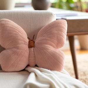 Cute pink butterfly pillow, Unique bed decoration, Bed room decor, Gift for daughter, Butterfly soft throw pillow