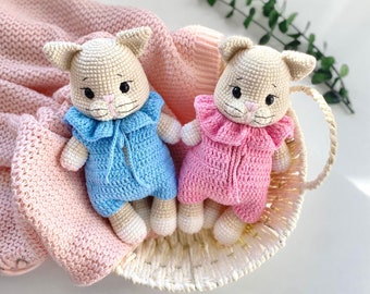 Gatito amigurumi, animales tejidos a crochet, juguetes para bebés hechos a mano