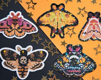 Magische Motten II, Holo Sticker: Witchy Dark Fantasy Decals
