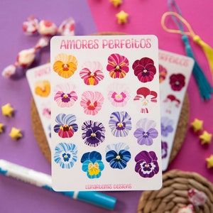 Stiefmütterchen - Sticker Bogen | Frühlingsblumen Scrapbook Aufkleber, Planer Aufkleber, Journal Aufkleber, niedliches Geschenk