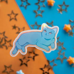 Luna la sorcière, chat familier - Stickers holographiques | Ordinateur portable, téléphone, bloc-notes, autocollants Kindle