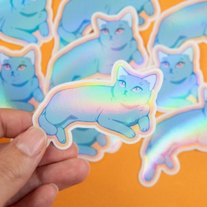 Luna die Hexe Vertraute Katze - Holo Sticker | Laptop, Telefon, Notizbuch, Kindle Aufkleber