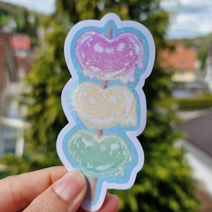 Herz Dango Tricolor - Holo Sticker | Kawaii, Pink, Japanisches Essen inspiriert Laptop, Handy, Kindle Aufkleber