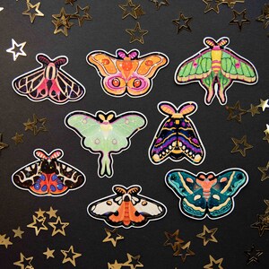 Papillons de nuit magiques - Autocollants holographiques | Stickers sorcières, magiques, dark fantasy pour ordinateur portable, téléphone, Kindle, ordinateur portable, scrapbooking, bouteille d'eau