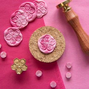 Sakura Wachs Siegel - handgemacht, Frühling in Japan, Kirschblüte, selbstklebend, Scrapbook, Journaling Ephemera, Bastelsiegel