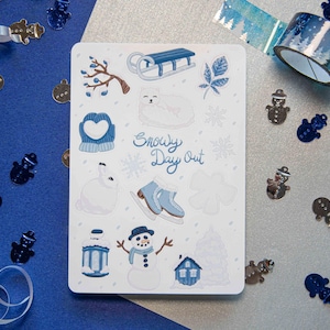 Verschneiter Tag - Aufkleber Bogen | Winter Thema Journal, Scrapbook, Planner Aufkleber, gemütliche Aufkleber
