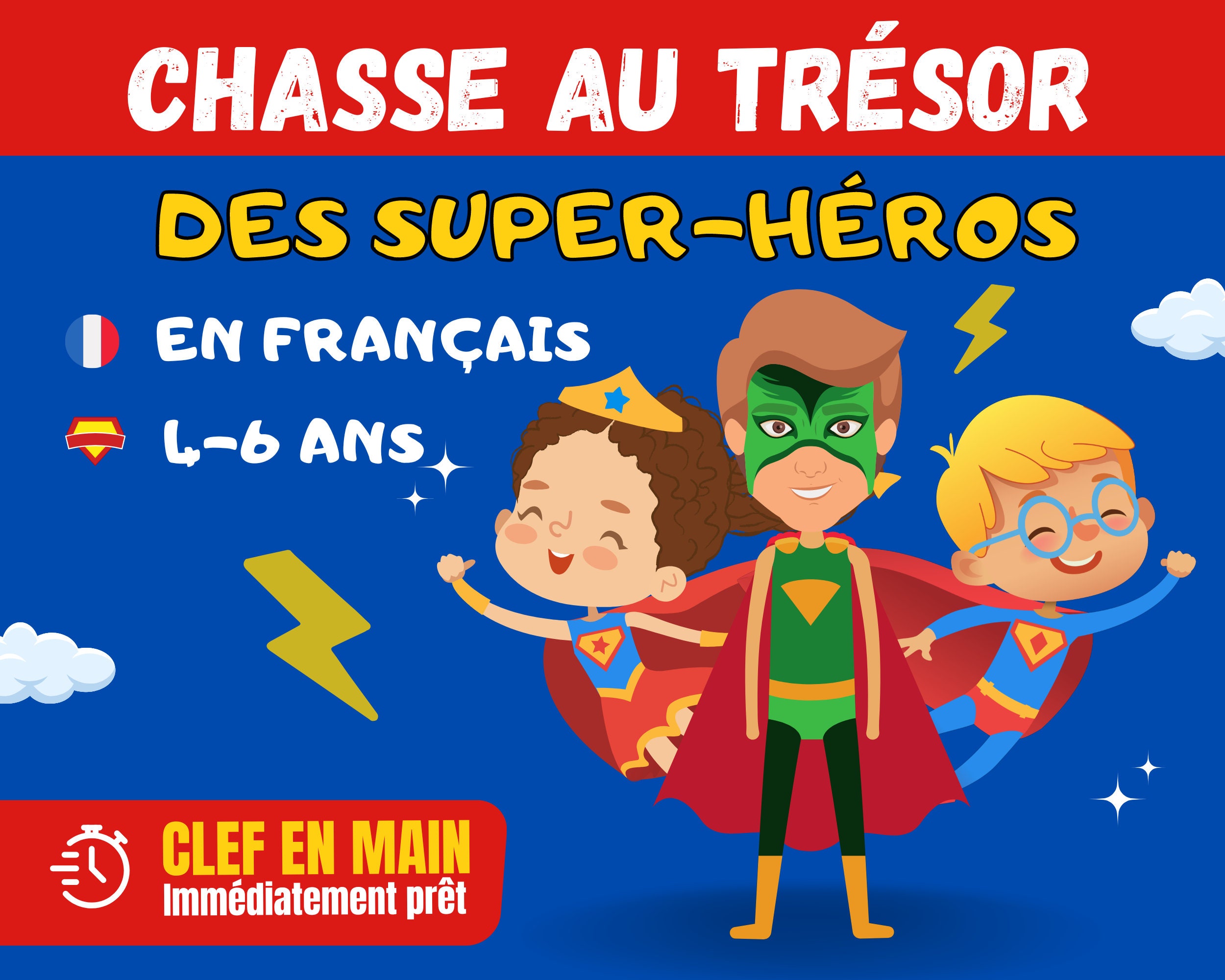 Chasse Au Trésor Des Super-héros Anniversaire Pour Enfants Clef En Main :  Imprimez Cachez Jouez Enfants 4 5 6 Ans 