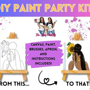 Canvas Paint Kit Sun Girl/ Pre Drawn Outline Canvas/ DIY Canvas/ Party/ Paint Kit/ Paint and Sip/ Paint Party/ Adults/ Teens