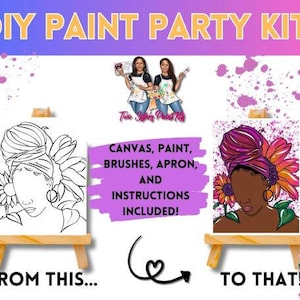 Canvas Paint Kit Flower Queen/ Pre Drawn Outline Canvas/ DIY Canvas/ Party/ Paint Kit/ Paint and Sip/ Paint Party/ Adults/ Teens