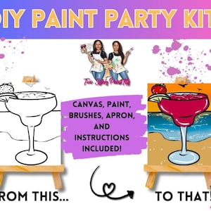 Canvas Paint Kit Margarita/ Pre Drawn Outline Canvas/ DIY Canvas/ Party/ Paint Kit/ Paint and Sip/ Paint Party/ Adults/ Teens