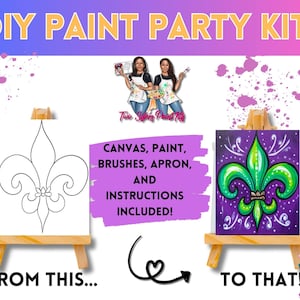 Canvas Paint Kit Mardi/ Pre Drawn Outline Canvas/ DIY Canvas/ Party/ Paint Kit/ Paint and Sip/ Paint Party/ Adults/ Teens/ Gras