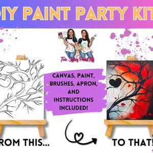 Canvas Paint Kit Heartache/ Pre Drawn Outline Canvas/ DIY Canvas/ Party/ Paint Kit/ Paint and Sip/ Paint Party/ Adults/ Teens