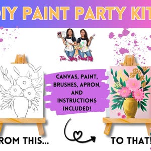 Canvas Paint Kit Bouquet/ Pre Drawn Outline Canvas/ DIY Canvas/ Party/ Paint Kit/ Paint and Sip/ Paint Party/ Adults/ Teens/ Mom