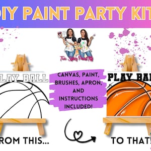 Canvas Paint Kit Basketball/ Pre Drawn Outline Canvas/ DIY Canvas/ Party/ Paint Kit/ Paint and Sip/ Paint Party/ Adults/ Teens/ Kids