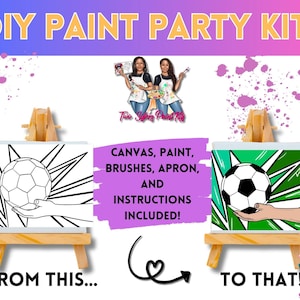 Canvas Paint Kit Soccer/ Pre Drawn Outline Canvas/ DIY Canvas/ Party/ Paint Kit/ Paint and Sip/ Paint Party/ Adults/ Teens