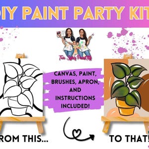 Canvas Paint Kit Plant Lover/ Pre Drawn Outline Canvas/ DIY Canvas/ Party/ Paint Kit/ Paint and Sip/ Paint Party/ Adults/ Teens