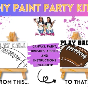 Canvas Paint Kit Football/ Pre Drawn Outline Canvas/ DIY Canvas/ Party/ Paint Kit/ Paint and Sip/ Paint Party/ Adults/ Teens/ Kids
