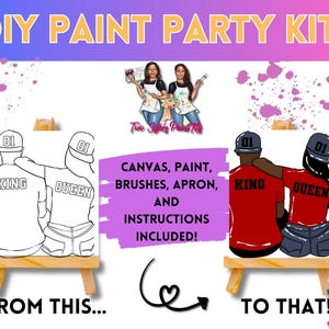Canvas Paint Kit Couple/ Pre Drawn Outline Canvas/ DIY Canvas/ Party/ Paint Kit/ Paint and Sip/ Paint Party/ Adults/ Teens