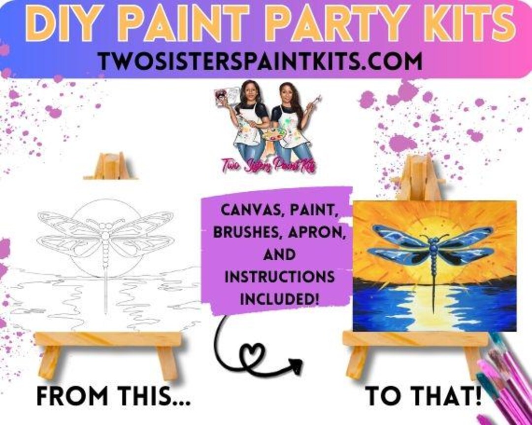 DIY Canvas Paint Kit Dragonfly/pre Drawn Outline Canvas/diy Canvas ...