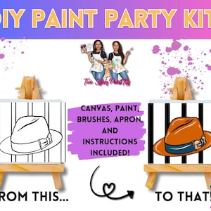 Canvas Paint Kit Fedora/ Pre Drawn Outline Canvas/ DIY Canvas/ Party/ Paint Kit/ Paint and Sip/ Paint Party/ Adults/ Teens