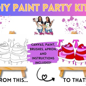 Canvas Paint Kit Js/ Pre Drawn Outline Canvas/ DIY Canvas/ Party/ Paint Kit/ Paint and Sip/ Paint Party/ Adults/ Teens/ Kids