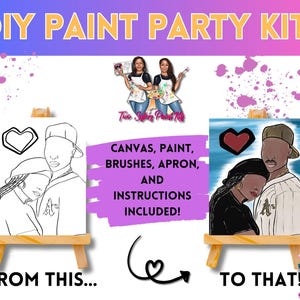 Canvas Paint Kit PJ/ Pre Drawn Outline Canvas/ DIY Canvas/ Party/ Paint Kit/ Paint and Sip/ Paint Party/ Adults/ Teens