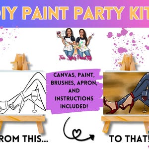 Canvas Paint Kit Heels/ Pre Drawn Outline Canvas/ DIY Canvas/ Party/ Paint Kit/ Paint and Sip/ Paint Party/ Adults/ Teens