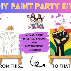 Canvas Paint Kit Fist/ Pre Drawn Outline Canvas/ DIY Canvas/ Party/ Paint Kit/ Paint and Sip/ Paint Party/ Adults/ Teens/ Power
