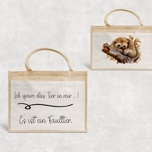 Jutetasche - Faultier - Tragetasche - Geschenk - Tasche - Spruch