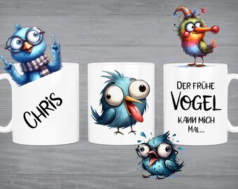 MoonWorks Motivtasse – 'Hauptsache Der Frühe Vogel Säuft Nicht Meinen Kaffee', 325 Ml, Keramik, Spülmaschinenfest