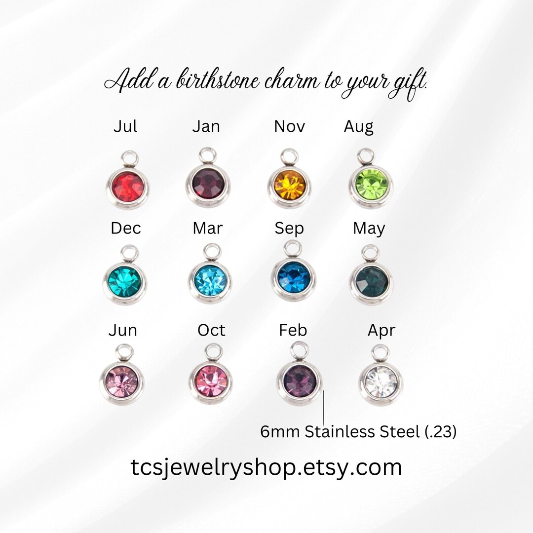 Birthstones, Stainless Steel, Birthstone Charms, Addon Birthstones