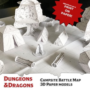 Modelos de modelos de papel 3D para acampamento ao ar livre, para miniaturas de Dungeons and Dragons e outros jogos de RPG de mesa