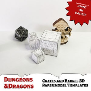 Modelli di carta 3D Crates and Barrel, per miniature di Dungeons and Dragons e altri giochi di ruolo da tavolo