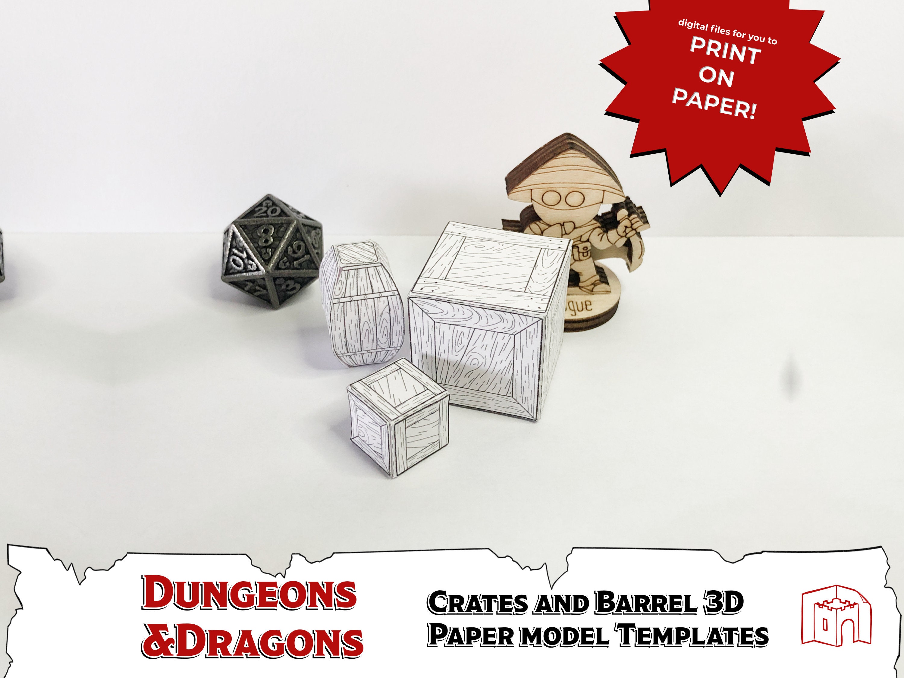 Crates and Barrel 3D Paper Model Templates, for Dungeons and Dragons ...