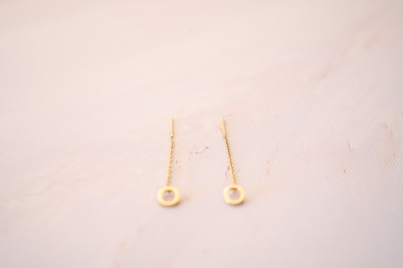 Minimalist Gold Threader Earrings with Initial and Letter, Custom Name Chain Earrings for Her, Personalized Gift and Unique Earring Design image 5