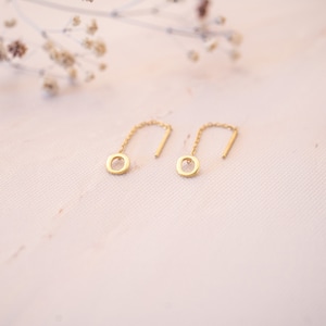 Minimalist Gold Threader Earrings with Initial and Letter, Custom Name Chain Earrings for Her, Personalized Gift and Unique Earring Design image 3