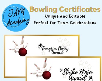 Certificados para equipos de bolos: diseños únicos para premiar el fin de año (paquete de 20).