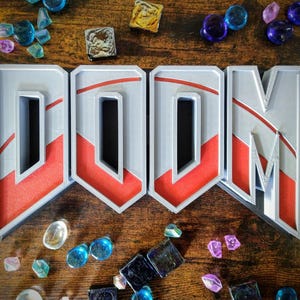 Arte mural con emblema de Doom en 3D / Ilustración de Doom Dark Ages