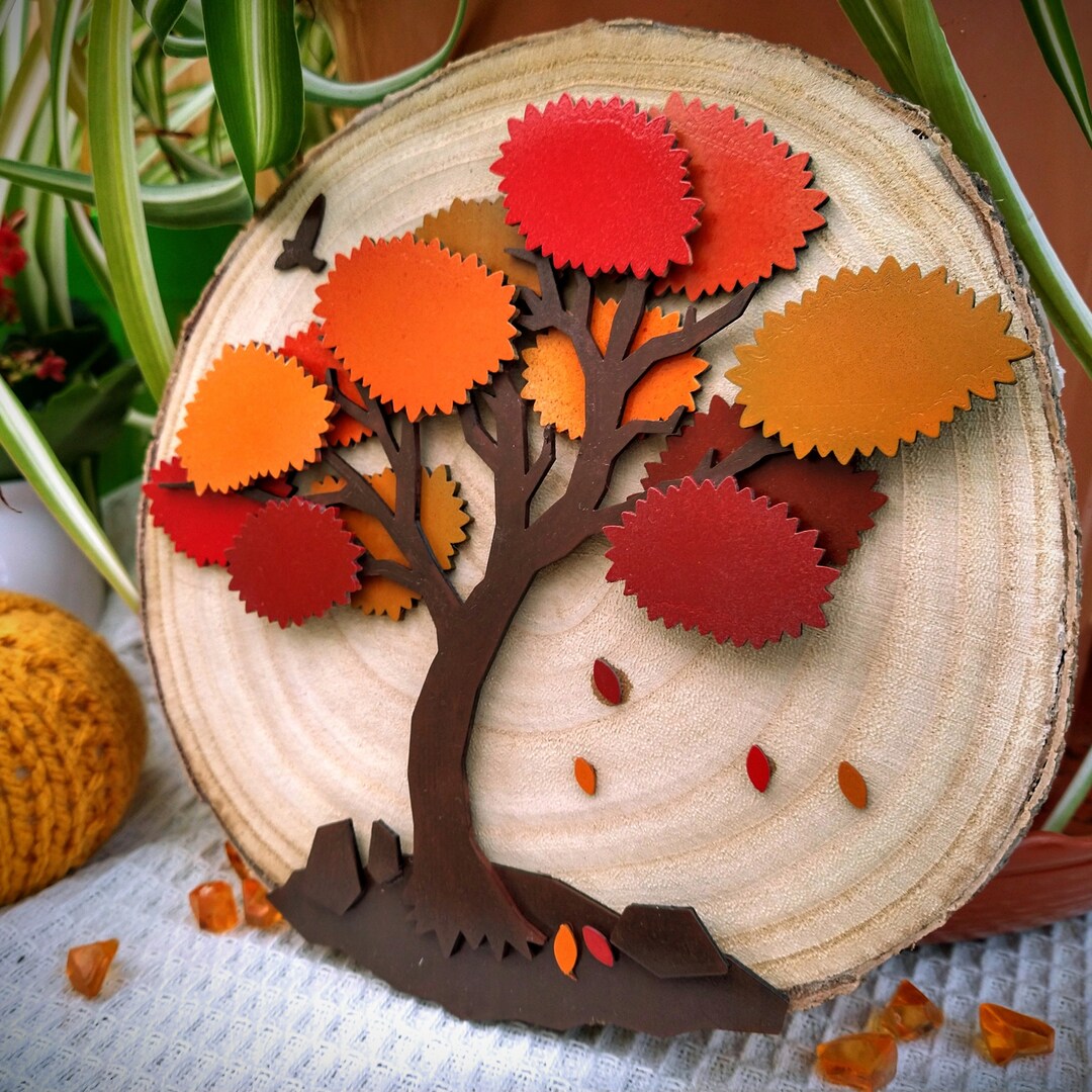 Rustic Autumn Tree Wall Art Handcrafted 3D Thanksgiving - Etsy