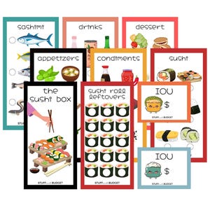SUSHIBOX-UITDAGING | 6 secties | 2 schuldbekentenissen | 36 spelkaarten | 1 totaalpakket | A6-dashboard | Digitale download