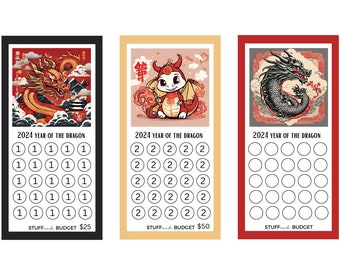 Jaar van de DRAAK Mini-spaaruitdagingen Digitale download Maannieuwjaar Chinees Nieuwjaar Denominatie met laag inkomen