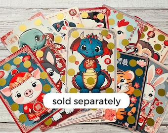 Individual LUNAR NEW YEAR Collection | Individual Challenges | Scratch Off Saving Challenges Laminated | A5 size | Low Denominations
