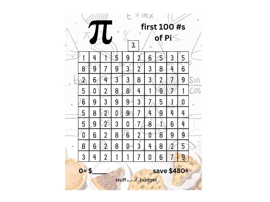 Pi Memory Challenge SAVE FOR PI Savings Challenge Digital Download | Save 480+ | A5 and A6 ...