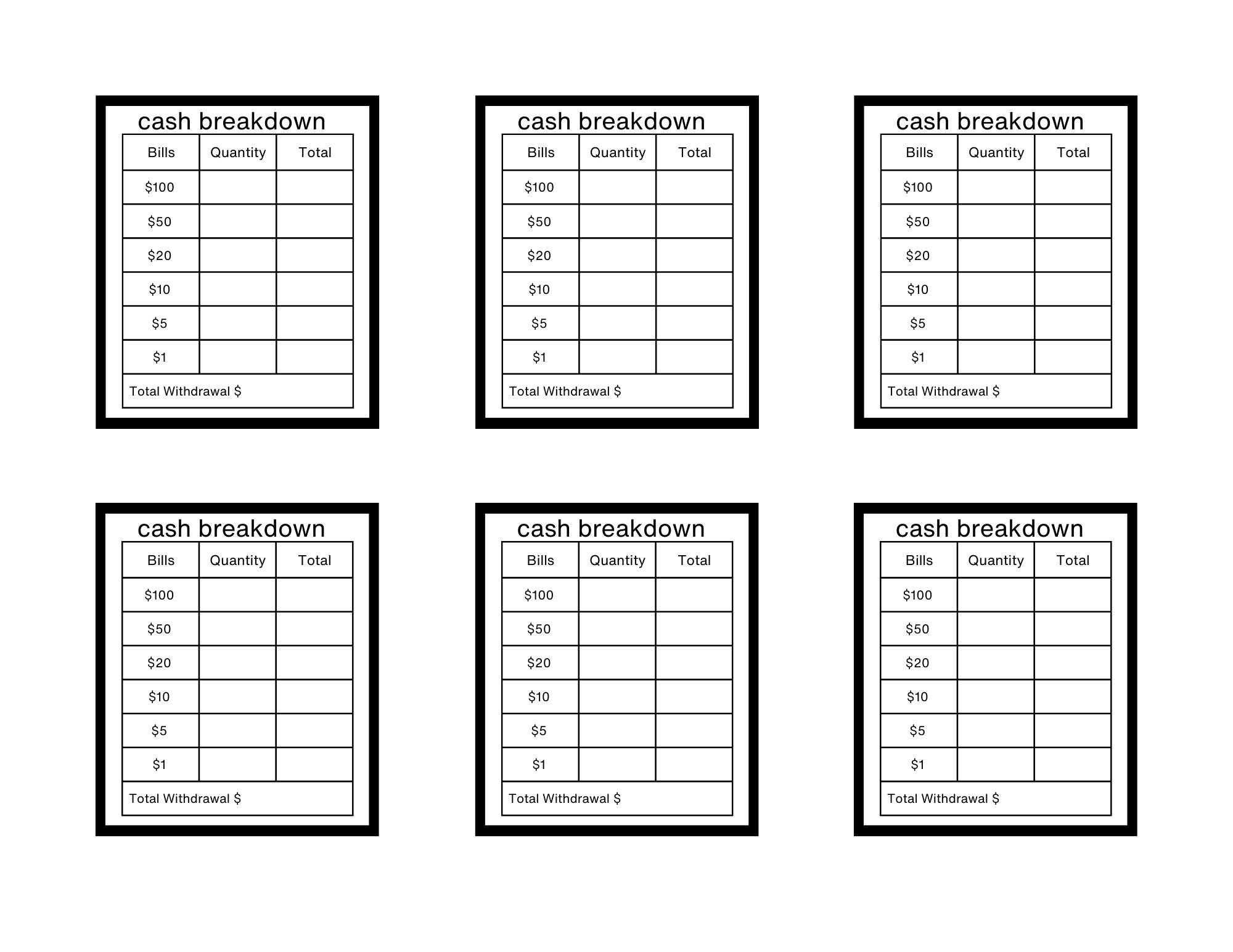 MANWU - 2pcs Cash Breakdown Teller Sticky Note Tracker